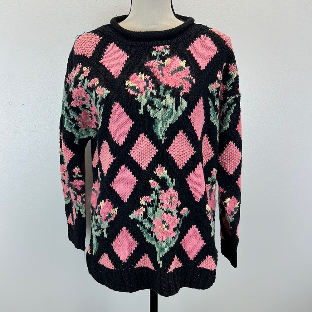 ⭐️Vintage Paris Sport Club talkie cotton mohair hand knit sweater granny cottage